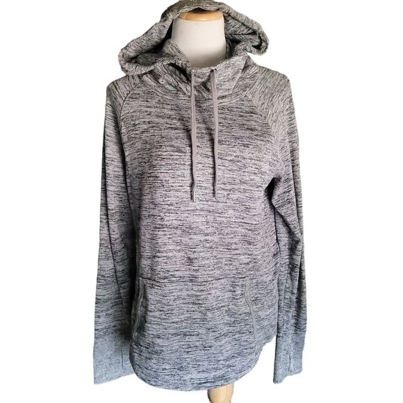 Athleta Hoodie Womens Medium Gray Pullover Sweatshirt Funnel Hooded Sweater - Picture 1 of 12